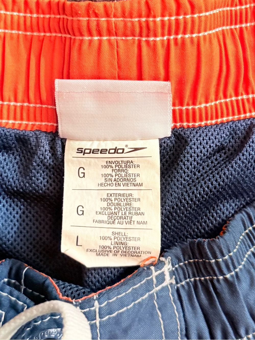 Speedo Navy Blue Swim Board Shorts with Orange Floral Panels - Picture 9 of 12